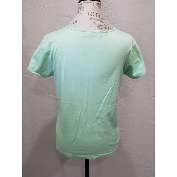 Ralph Lauren Lime Green & Pink Llama Stitched Short Sleeve Crew Neck Shirt Top - Picture 2 of 6